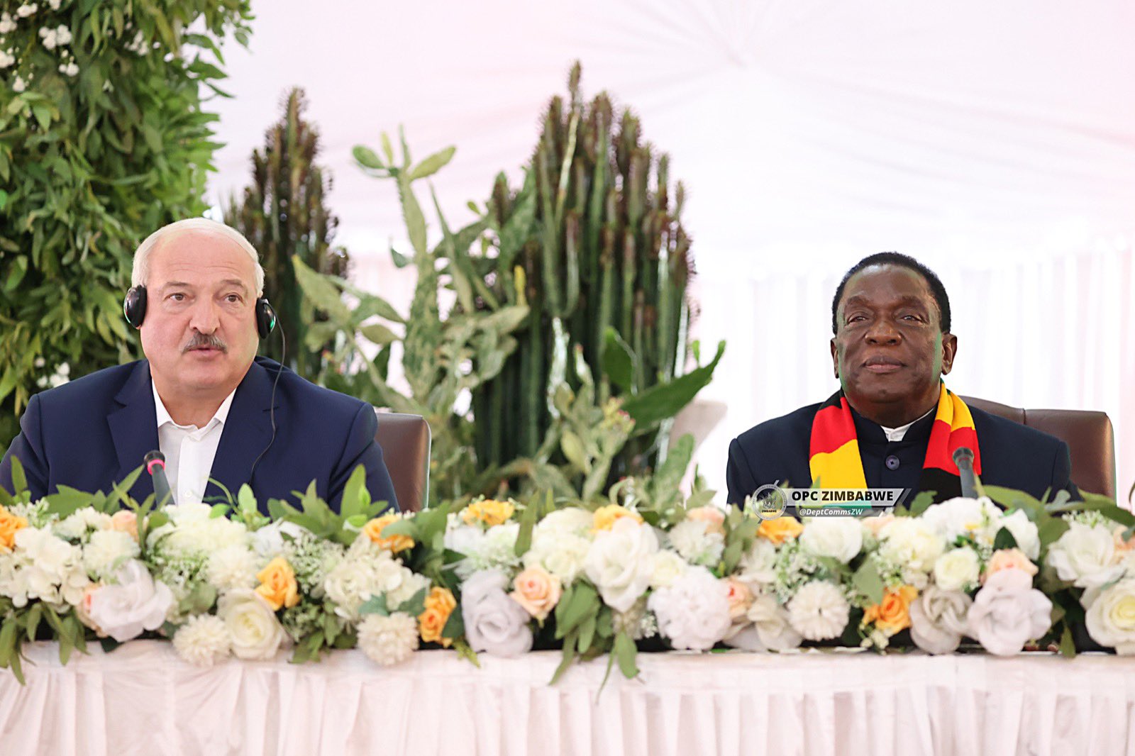 Belarus leader Lukashenko with Zim president in Harare