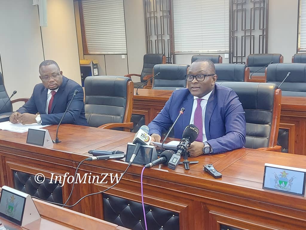 ICT Minister Muswere addressing a post Cabinet briefing