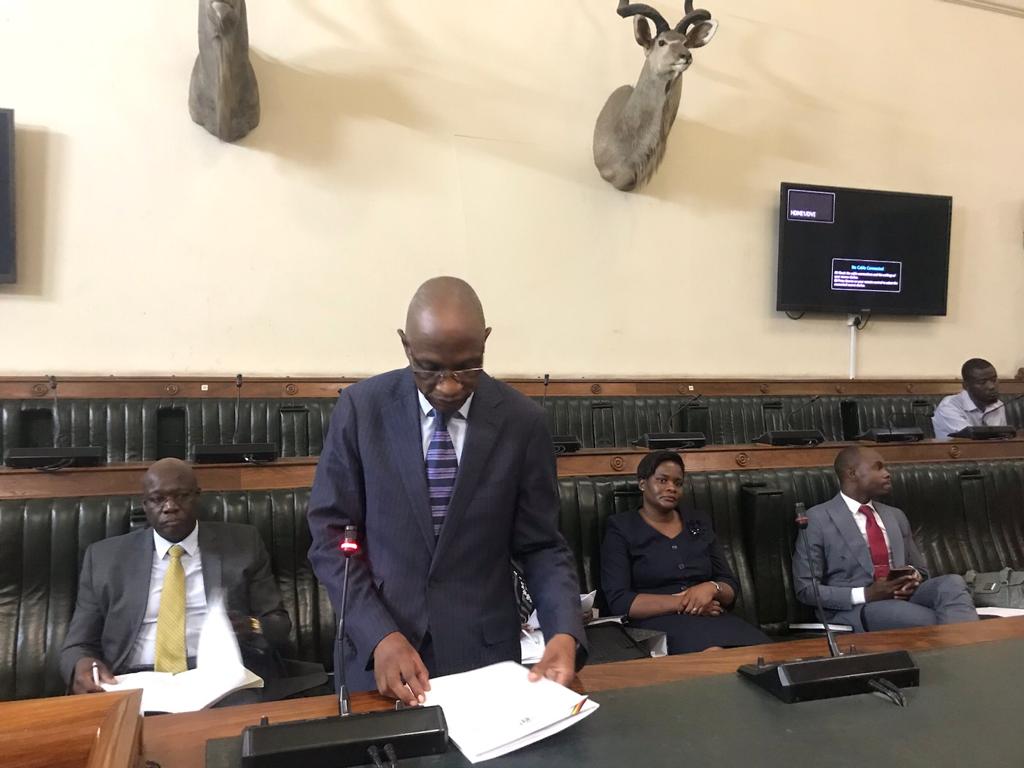 Registrar General Henry Machiri presenting oral evidence before the Parly committee on Defence, Home Affairs and Security Services