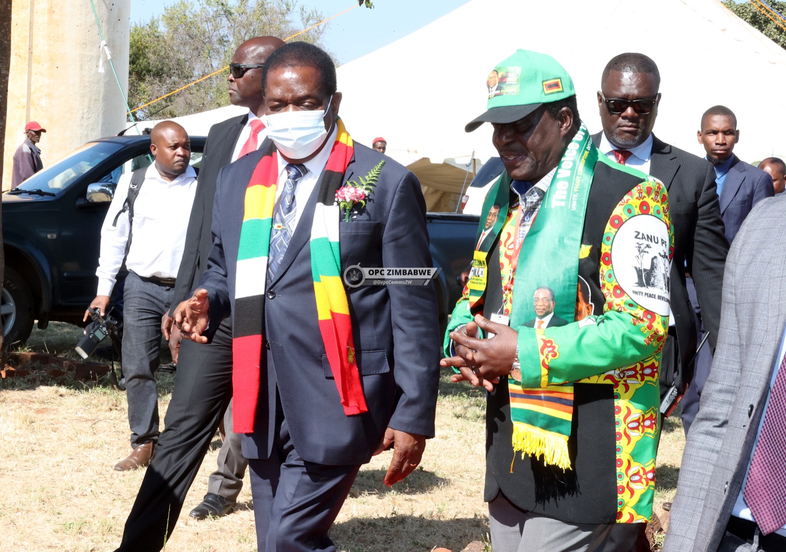 President Mnangagwa and Zanu PF spokes Mike Bimha