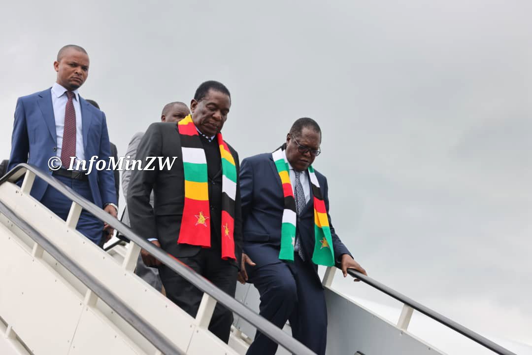 President Mnangagwa arriving in Russia