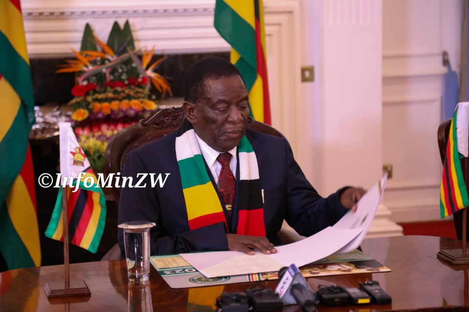 President Mnangagwa announcing new Cabinet members