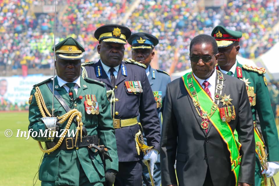 President Mnangagwa inspecting the guard of honour after taking oath of office