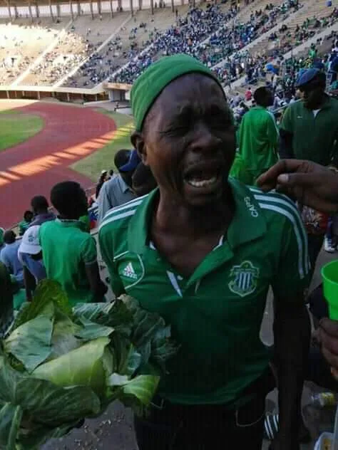 Times-Pic-Wailing Wailer . . .Chamunorwa Mazhambe, a Caps United fan, cries after his team’s defeat